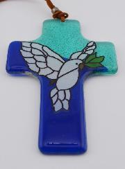Croix en Verre Colombe de la Paix