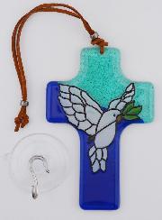 Croix en Verre Colombe de la Paix