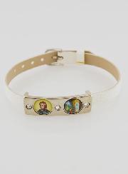 Bracelet des Saints en Cuir Blanc