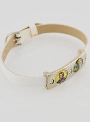 Bracelet des Saints en Cuir Blanc