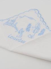 Mouchoir Brodé Souvenir de Lourdes Bleu