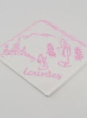 Mouchoir Brodé Souvenir de Lourdes Rose