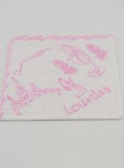 Mouchoir Brodé Souvenir de Lourdes Rose