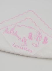 Mouchoir Brodé Souvenir de Lourdes Rose