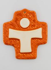 Croix Céramique Jésus Orange