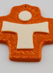 Croix Céramique Jésus Orange