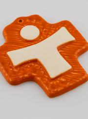 Croix Céramique Jésus Orange