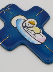 Croix Vierge à l'Enfant Jésus en Emaux du Liban