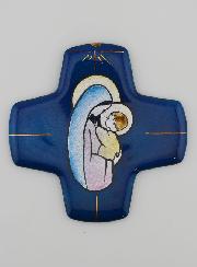 Croix Vierge à l'Enfant Jésus Carrée Emaux du Liban