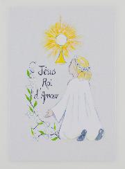 Carte de Communion Communiante Jésus Roi d'Amour
