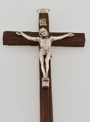 Crucifix en Bois Christ en Métal Argenté