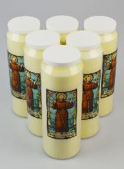 Lot de 6 Bougies de Neuvaine à Saint François d'Assise