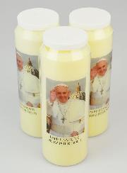 Lot de 3 Bougies de Neuvaine au Pape François 1er