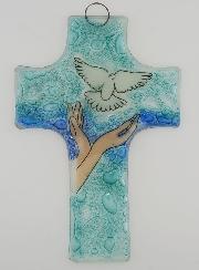 Croix Enfant Esprit Saint en Verre