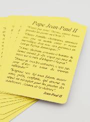 Lot de 10 Cartes de Prières à Saint Jean Paul II