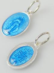Médaille Miraculeuse en Argent Email Bleu - 10mm