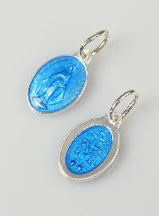 Médaille Miraculeuse en Argent Email Bleu - 13mm