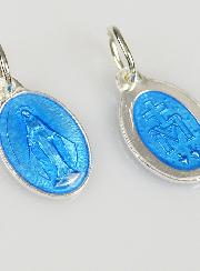 Médaille Miraculeuse en Argent Email Bleu - 13mm