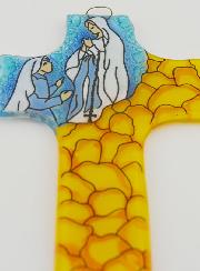 Croix Notre Dame de Lourdes en Verre