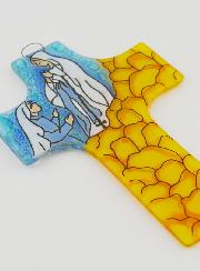 Croix Notre Dame de Lourdes en Verre