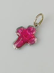 Pendentif Croix des Saints 15mm - Rose Fushia