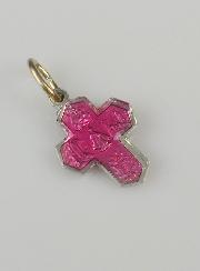 Pendentif Croix des Saints 15mm - Rose Fushia