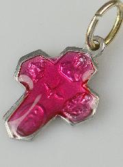 Pendentif Croix des Saints 15mm - Rose Fushia