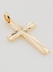 Pendentif Croix Sculptée en Plaqué Or