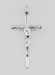 Pendentif Croix de Jésus en Argent Rhodié 32mm