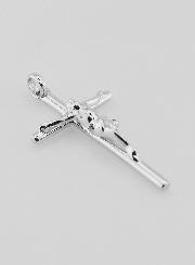 Pendentif Croix de Jésus en Argent Rhodié 32mm