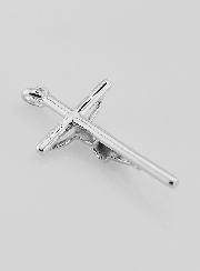 Pendentif Croix de Jésus en Argent Rhodié 32mm