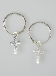 Boucles d'Oreilles Créoles Croix de Jésus en Argent