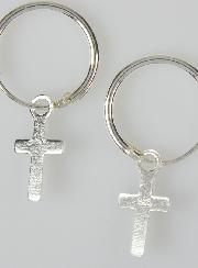 Boucles d'Oreilles Créoles Croix de Jésus en Argent