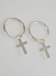 Boucles d'Oreilles Créoles Croix de Jésus en Argent