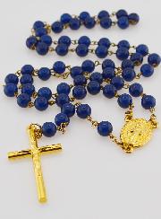 Chapelet Fashion en Perles Lapis Lazuli - Chaîne Dorée