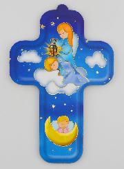 Croix en Bois Enfant - Ange Gardien Protecteur