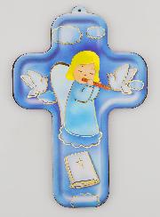 Croix en Bois Enfant - Ange Gardien Musicien