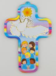 Croix en Bois Enfant - Feu de l'Esprit Saint