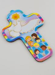 Croix en Bois Enfant - Feu de l'Esprit Saint