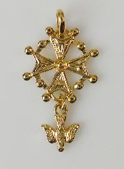 Pendentif Croix Huguenote Esprit Saint - Plaqué Or