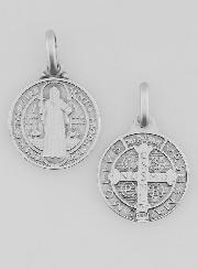 Médaille Saint Benoit en Argent Massif - 14mm
