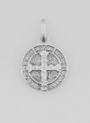 Médaille Saint Benoit en Argent Massif - 14mm