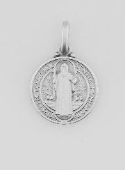 Médaille Saint Benoit en Argent Massif - 14mm
