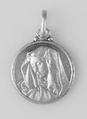 Médaille Vierge Marie au Voile en Argent Massif - 14mm