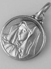 Médaille Vierge Marie au Voile en Argent Massif - 14mm