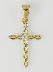 Pendentif Croix Ajourée et Diams - Plaqué Or
