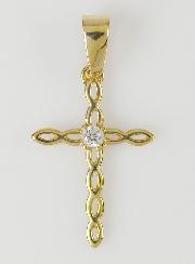 Pendentif Croix Ajourée et Diams - Plaqué Or