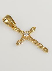Pendentif Croix Ajourée et Diams - Plaqué Or
