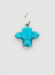 Pendentif Croix des Saints 15mm - Bleu de Lourdes