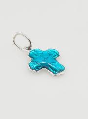 Pendentif Croix des Saints 15mm - Bleu de Lourdes
